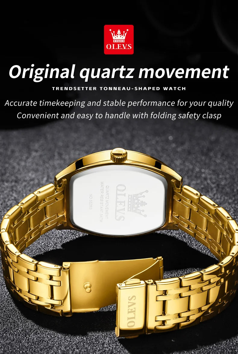 Relógios  OLEVS Masculinos Luxo Tonneau Original de Quartzo