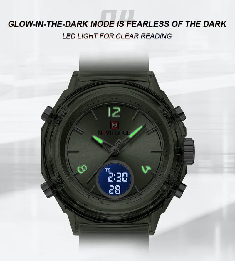 Relógio NAVIFORCE Led de Quartzo À Prova D 'Água pulseira de Silicone