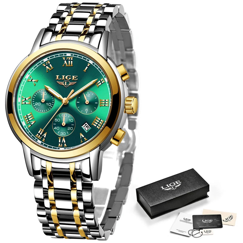 Relógio Lige Feminino pulseira de aço à prova d água