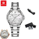 Relógio Olevs  automático de luxo, pulseira de cerâmica, à prova d'água, luminoso, design de libélula, feminino