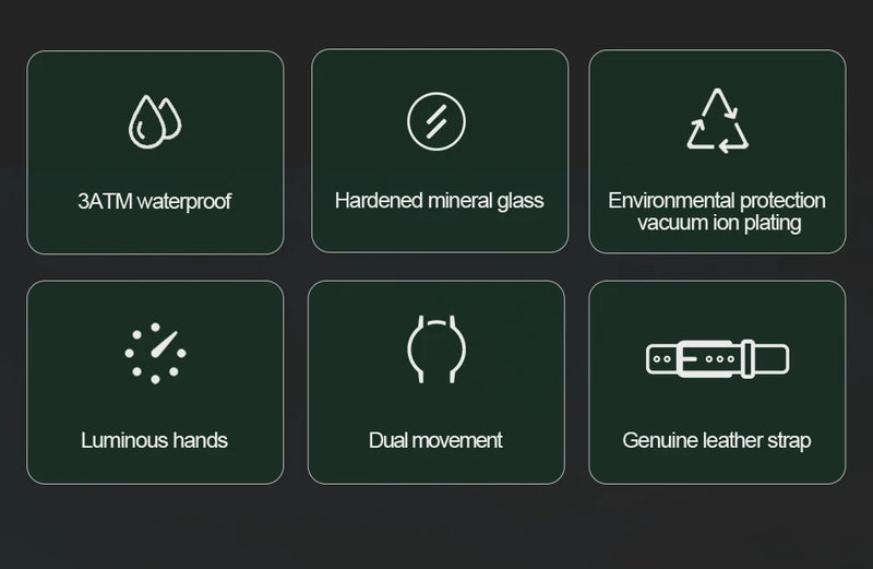 Relógios NAVIFORCE  Pulseira de Couro Verde À Prova D 'Água função Data do dia Display