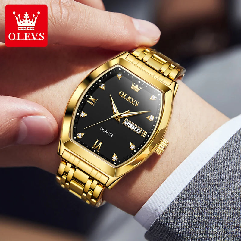 Relógios  OLEVS Masculinos Luxo Tonneau Original de Quartzo