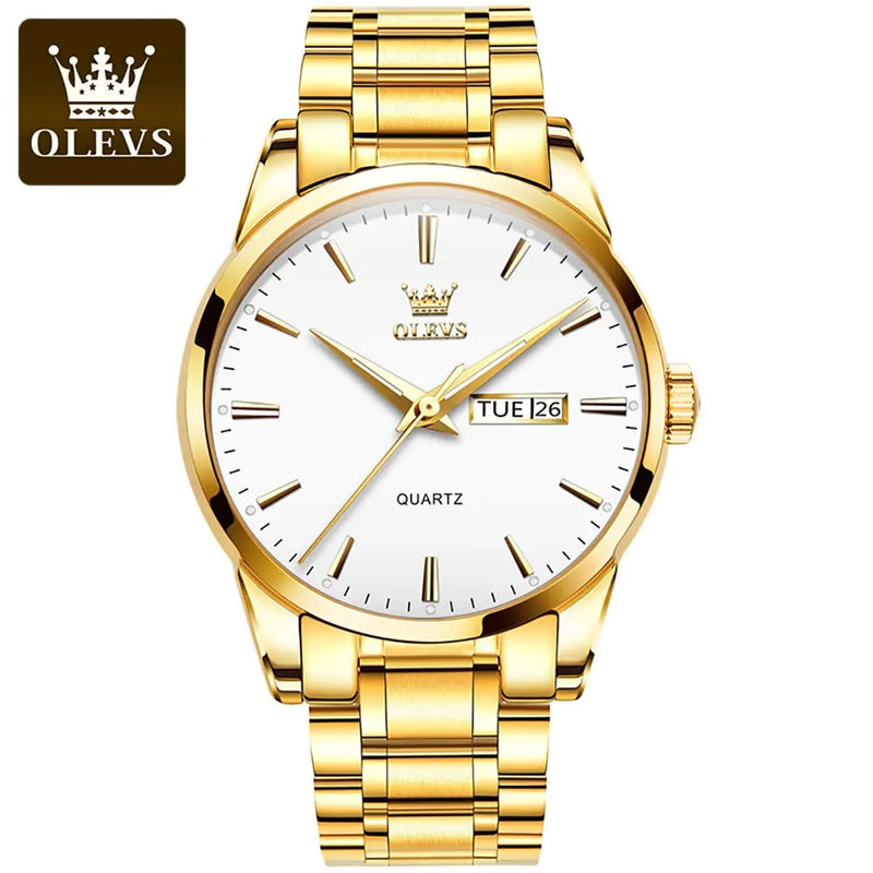 Relógio OLEVS Classic Gold  Luxo de Alta Qualidade  À Prova D'Água em Aço Inoxidável de Quartzo
