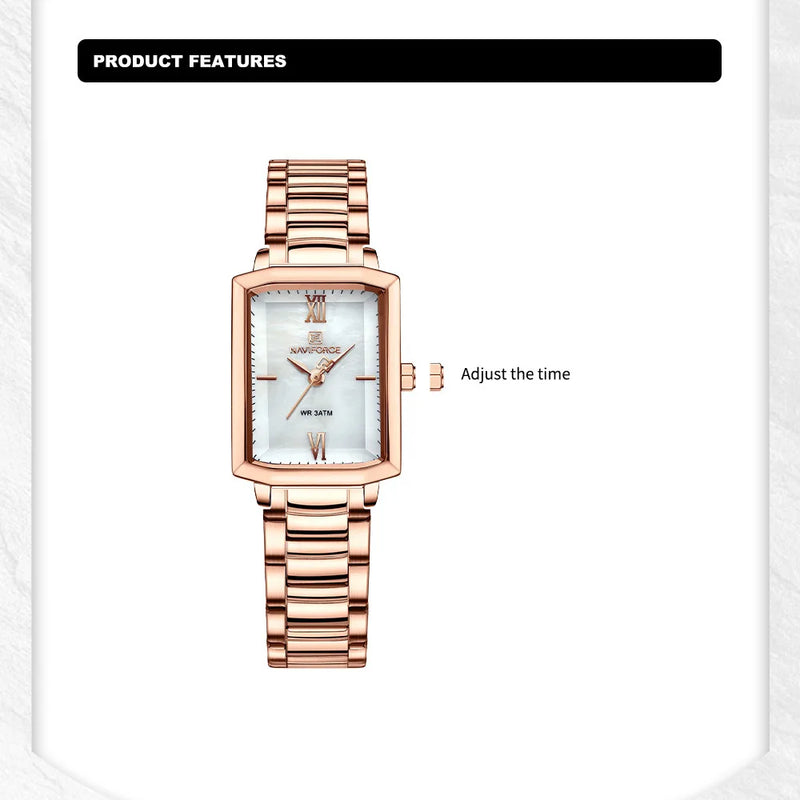 Naviforce relógio feminino luxo premium de quartzo