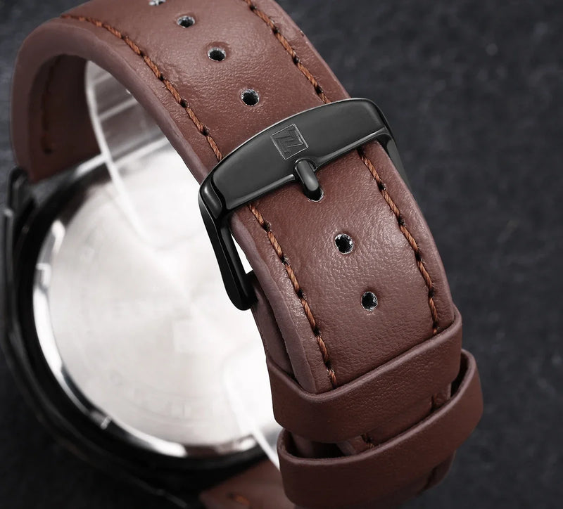 Relógio NAVIFORCE quartzo pulseira de couro perfil moderno, casual e esportivo