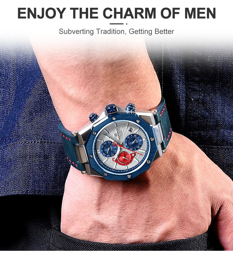 Relógios NAVIFORCE de luxo com pulseira de couro
