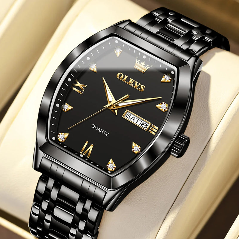 Relógios  OLEVS Masculinos Luxo Tonneau Original de Quartzo