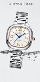 Relógio feminino NAVIFORCE luxo  de quartzo à prova d'água com pulseira de aço inoxidável