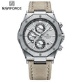 Relógios NAVIFORCE de luxo com pulseira de couro