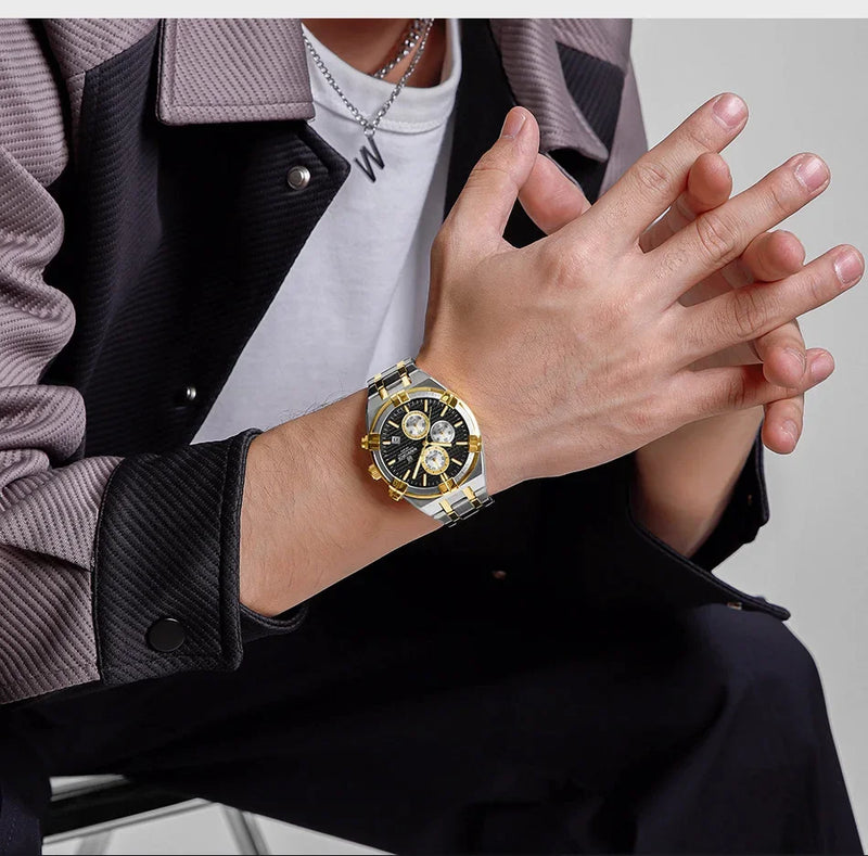Relógio Naviforce modelo superior luxo pulseira de aço inoxidável e quartzo