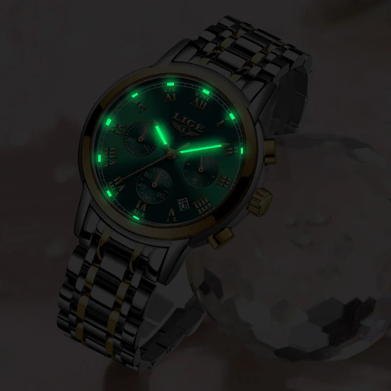 Relógio Lige Feminino pulseira de aço à prova d água