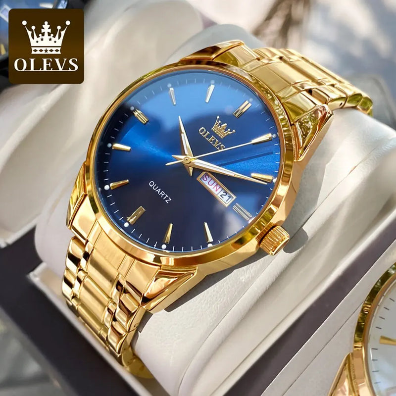 Relógio OLEVS Classic Gold  Luxo de Alta Qualidade  À Prova D'Água em Aço Inoxidável de Quartzo
