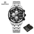 Relógio Naviforce modelo superior luxo pulseira de aço inoxidável e quartzo