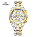 Relógio Naviforce modelo superior luxo pulseira de aço inoxidável e quartzo