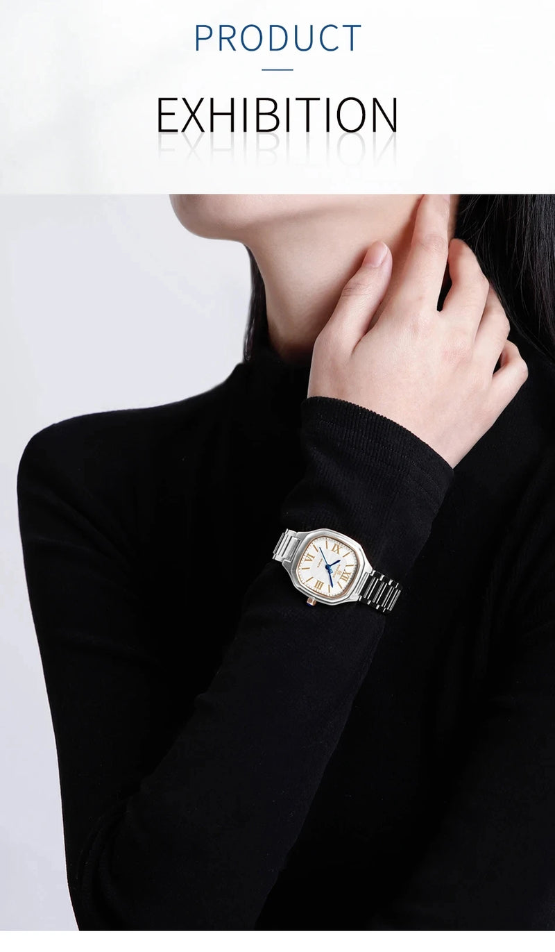 Relógio feminino NAVIFORCE luxo  de quartzo à prova d'água com pulseira de aço inoxidável