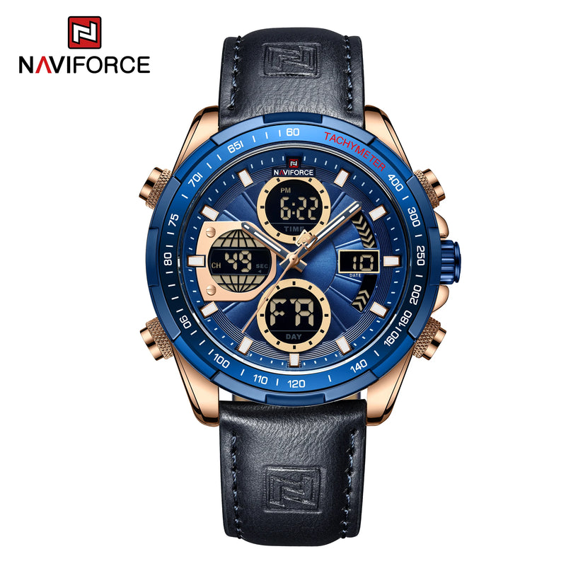 Relógios NAVIFORCE  Pulseira de Couro Verde À Prova D 'Água função Data do dia Display