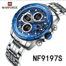 Relógio Naviforce analógico digital  pulseira de aço inoxidável