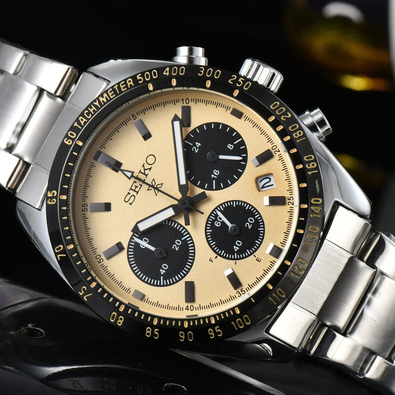 Relógio Seiko Luxury Brand Fashion Multifuncional Cronógrafo Hot SellingRelógio de Pulso de Quartzo