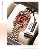 Relógio Poedagar feminino em aço inoxidável de quartzo