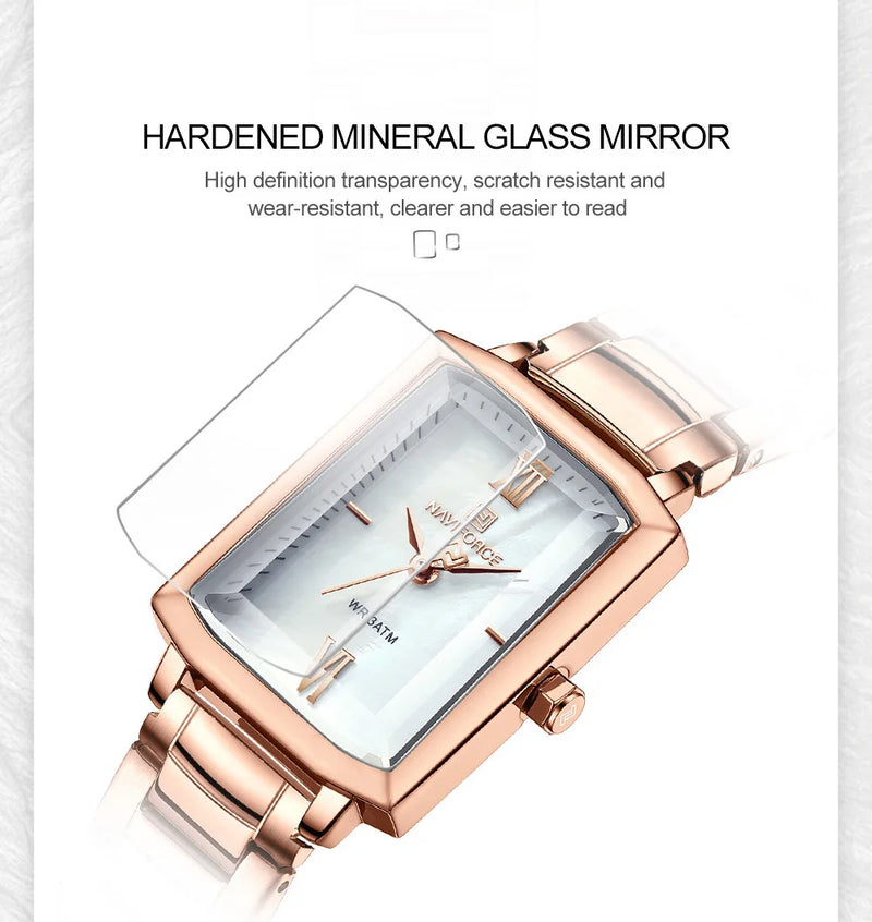 Naviforce relógio feminino luxo premium de quartzo