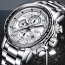 Relógio LIGE de luxo em aço inoxidável quartzo