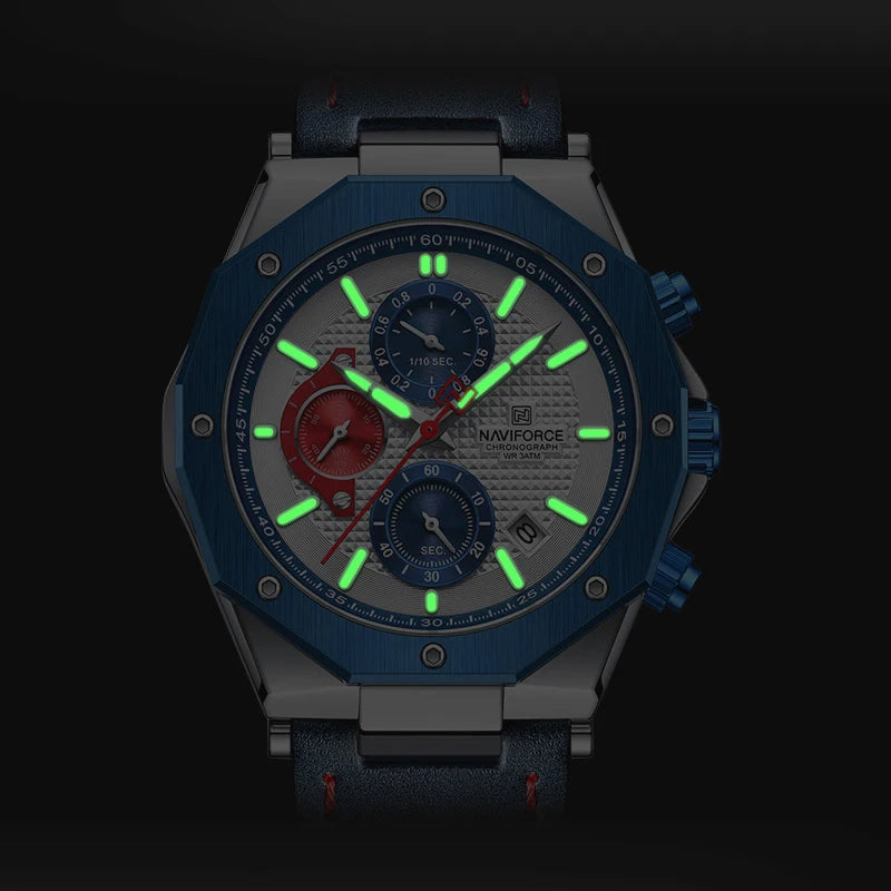 Relógios NAVIFORCE de luxo com pulseira de couro
