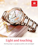 Relógio Olevs  automático de luxo, pulseira de cerâmica, à prova d'água, luminoso, design de libélula, feminino