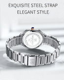 Relógio feminino NAVIFORCE luxo  de quartzo à prova d'água com pulseira de aço inoxidável