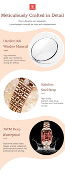 Relógio Poedagar feminino em aço inoxidável de quartzo