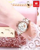 Relógio Olevs  automático de luxo, pulseira de cerâmica, à prova d'água, luminoso, design de libélula, feminino