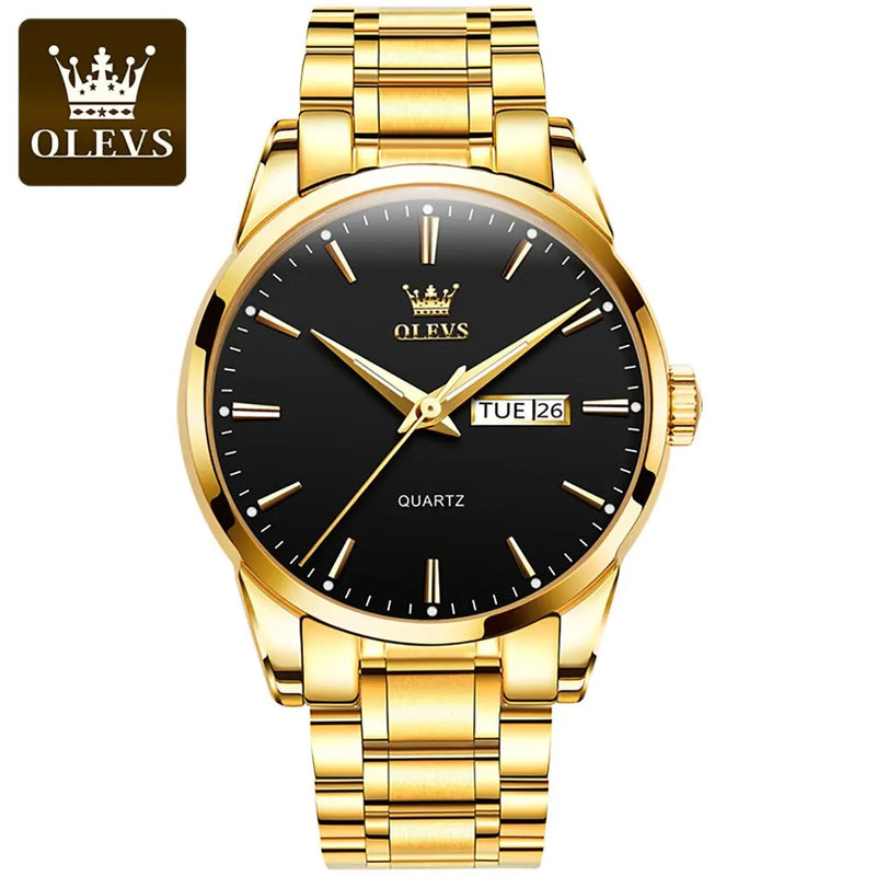 Relógio OLEVS Classic Gold  Luxo de Alta Qualidade  À Prova D'Água em Aço Inoxidável de Quartzo