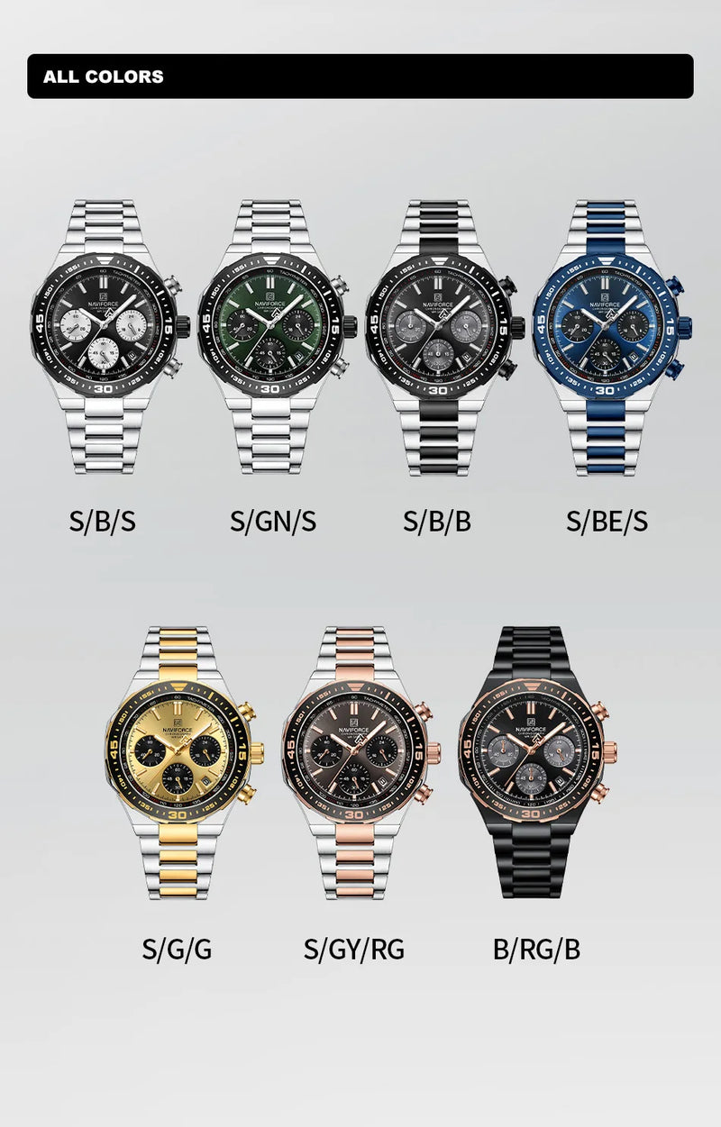 Relógio de Pulso À Prova D 'Água NAVIFORCE Multifunções Masculino  de Luxo