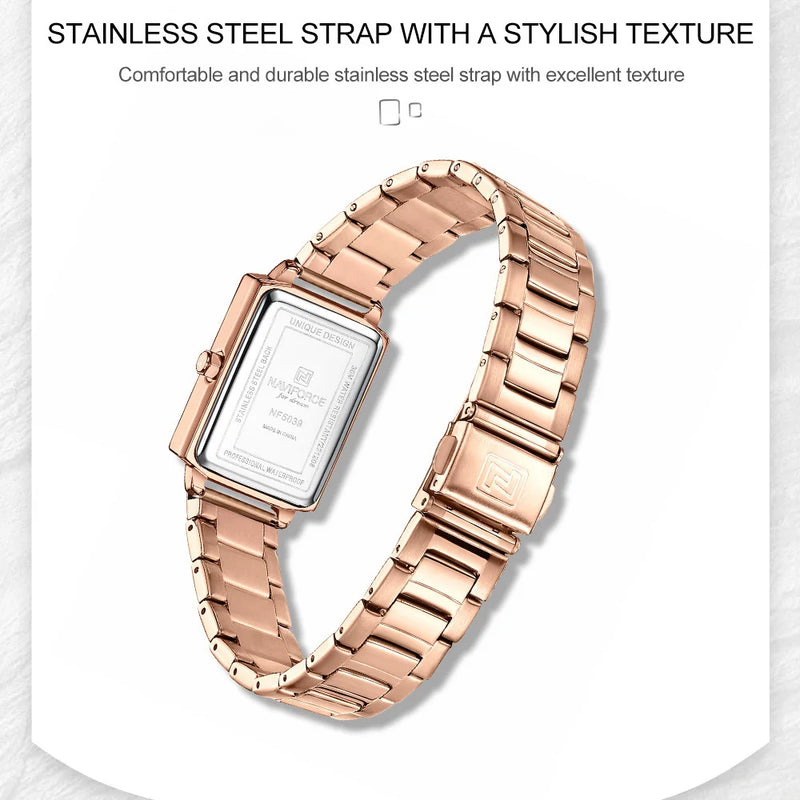 Naviforce relógio feminino luxo premium de quartzo