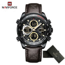 Relógios NAVIFORCE  Pulseira de Couro Verde À Prova D 'Água função Data do dia Display