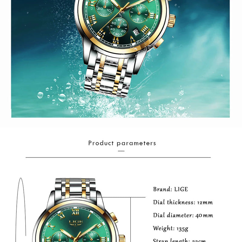 Relógio Lige Feminino pulseira de aço à prova d água