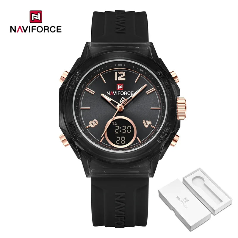 Relógio NAVIFORCE Led de Quartzo À Prova D 'Água pulseira de Silicone