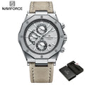 Relógios NAVIFORCE de luxo com pulseira de couro