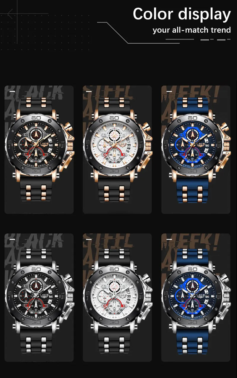 Relógio LIGE marca de luxo novo modelo masculino