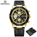 Relógios NAVIFORCE de luxo com pulseira de couro