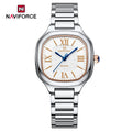 Relógio feminino NAVIFORCE luxo  de quartzo à prova d'água com pulseira de aço inoxidável