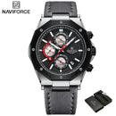 Relógios NAVIFORCE de luxo com pulseira de couro