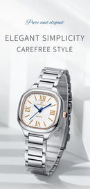 Relógio feminino NAVIFORCE luxo  de quartzo à prova d'água com pulseira de aço inoxidável