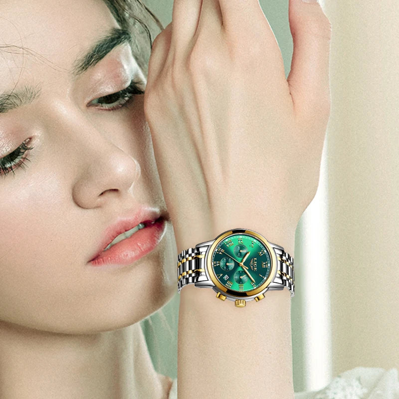 Relógio Lige Feminino pulseira de aço à prova d água