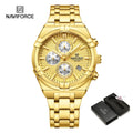 Relógio Naviforce modelo superior luxo pulseira de aço inoxidável e quartzo