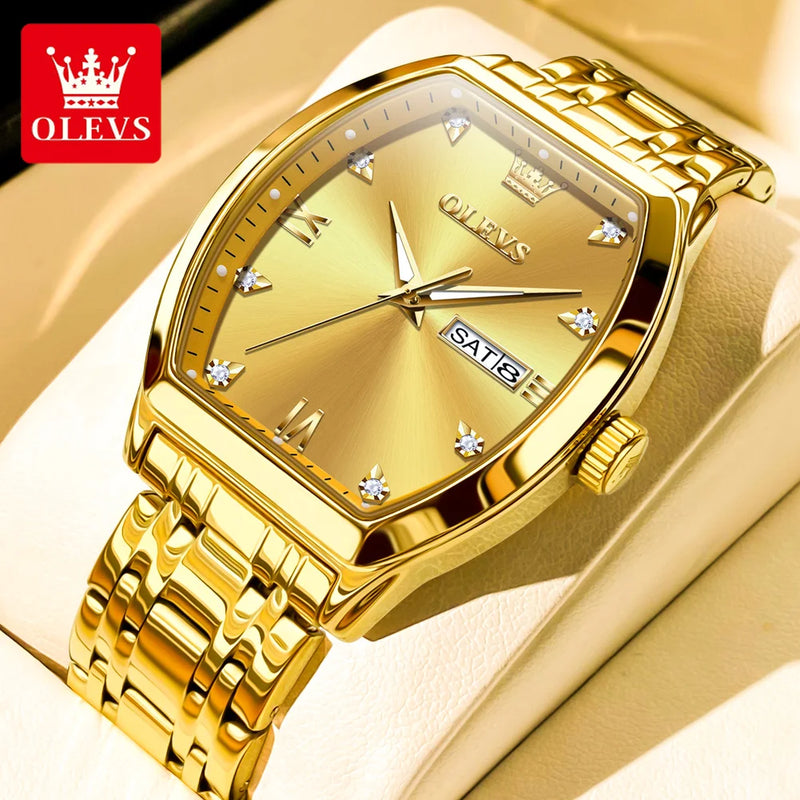 Relógios  OLEVS Masculinos Luxo Tonneau Original de Quartzo