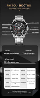 Relógio Casio com Cronógrafo em Aço Inoxidável Multifuncional