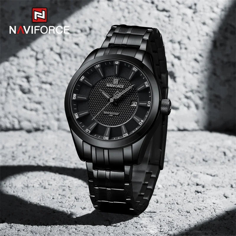 Relógio Naviforce premium pulseira de aço inoxidável