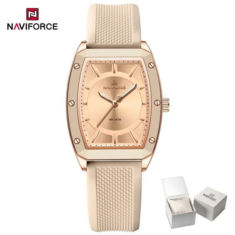 Naviforce relógio de quartzo  modelo de luxo digital feminino pulseira de silicone