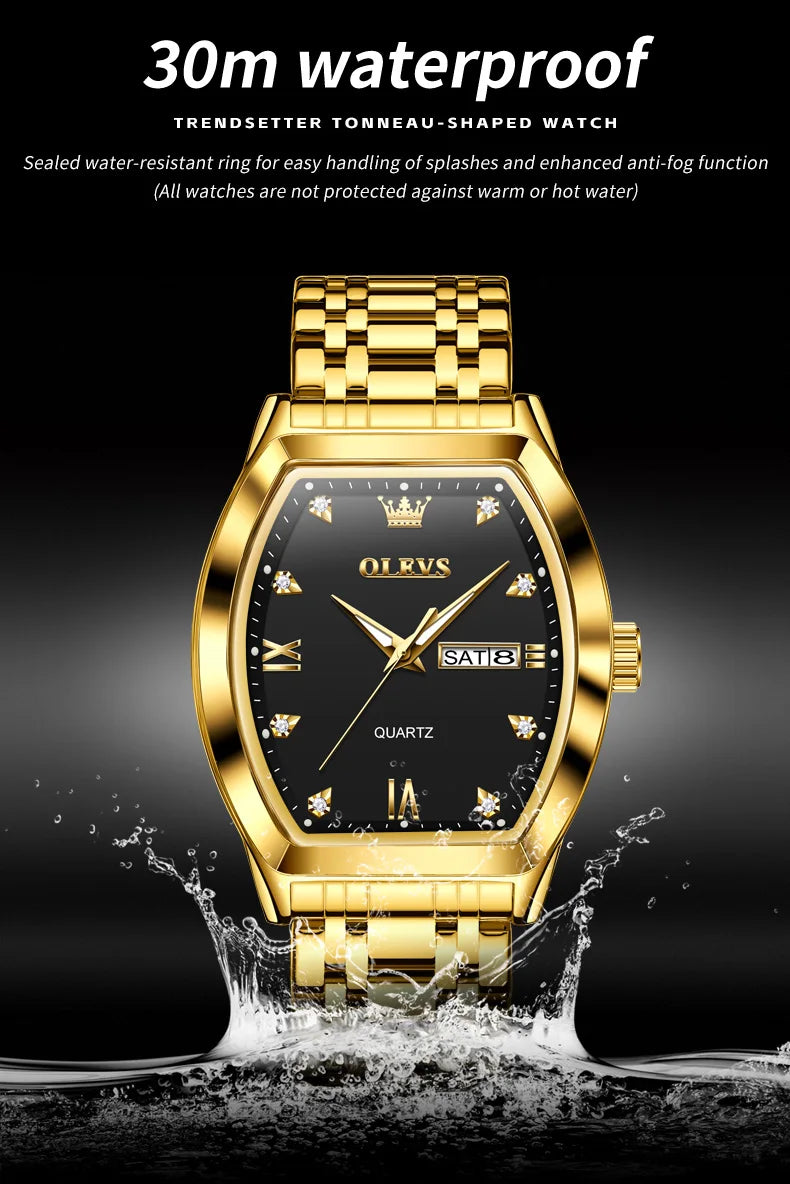 Relógios  OLEVS Masculinos Luxo Tonneau Original de Quartzo