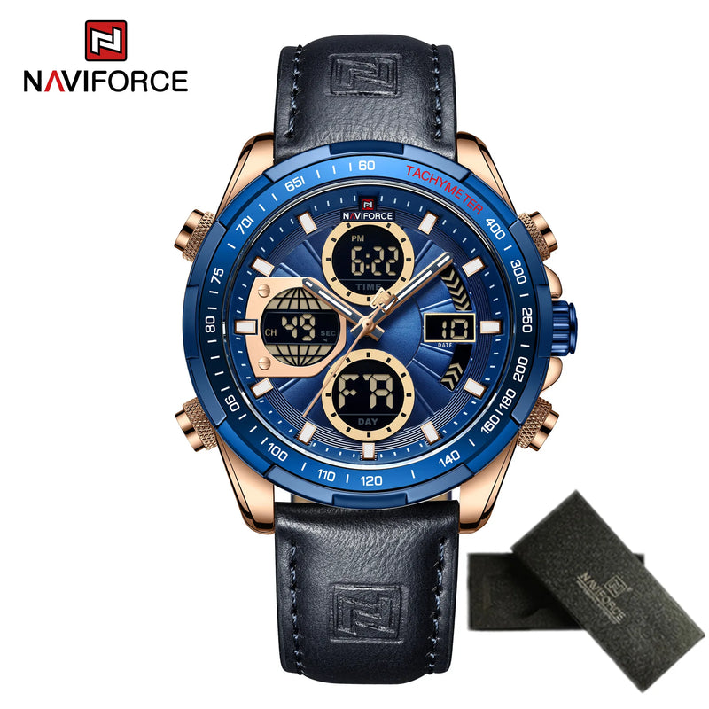 Relógios NAVIFORCE  Pulseira de Couro Verde À Prova D 'Água função Data do dia Display